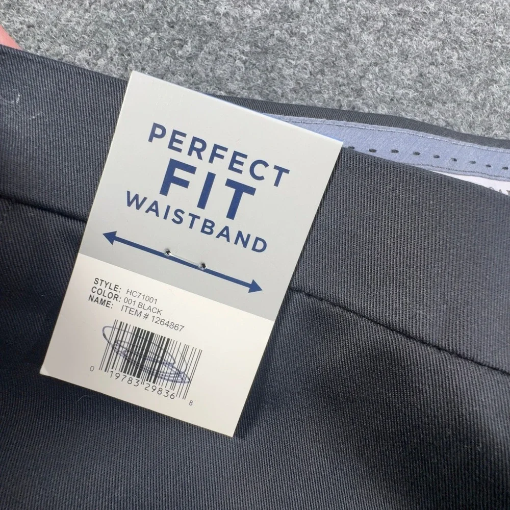 Haggar Mens Premium No Iron Straight Fit Pants Black 36x30 NWT